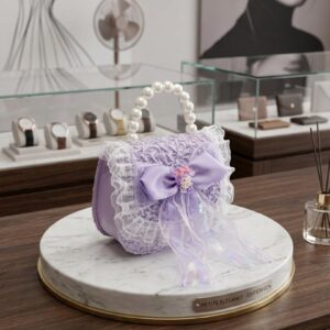 lavender light pearl lace mini handbag